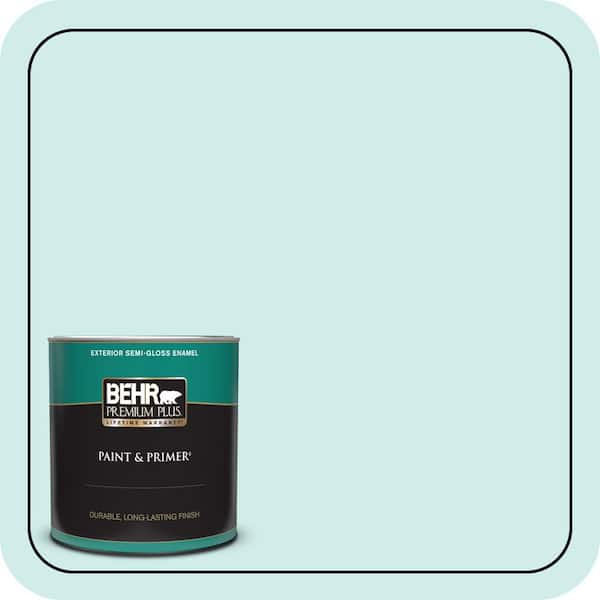 BEHR PREMIUM PLUS 1 qt. #510C-1 Ionic Sky Semi-Gloss Enamel Exterior Paint & Primer