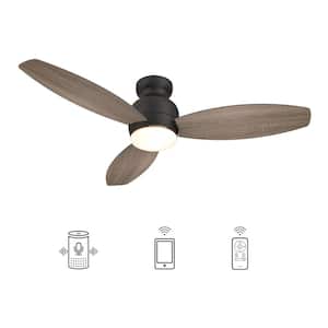 Trendsetter 52 in. Dimmable LED Indoor/Outdoor Black Smart Ceiling Fan with Light and Remote, Works w/Alexa/Google Home