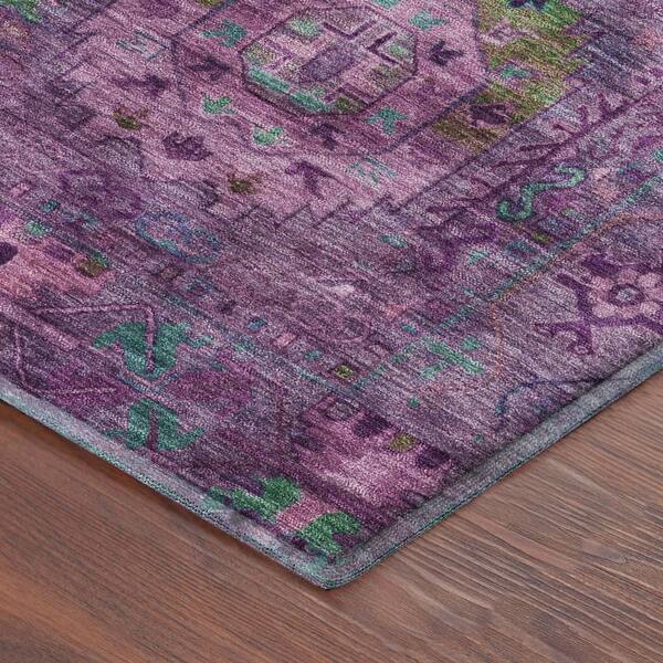 Mayfield Premium Machine Washable Abstract AMF2228 Purple 3 ft. x 4 ft. Area Rug