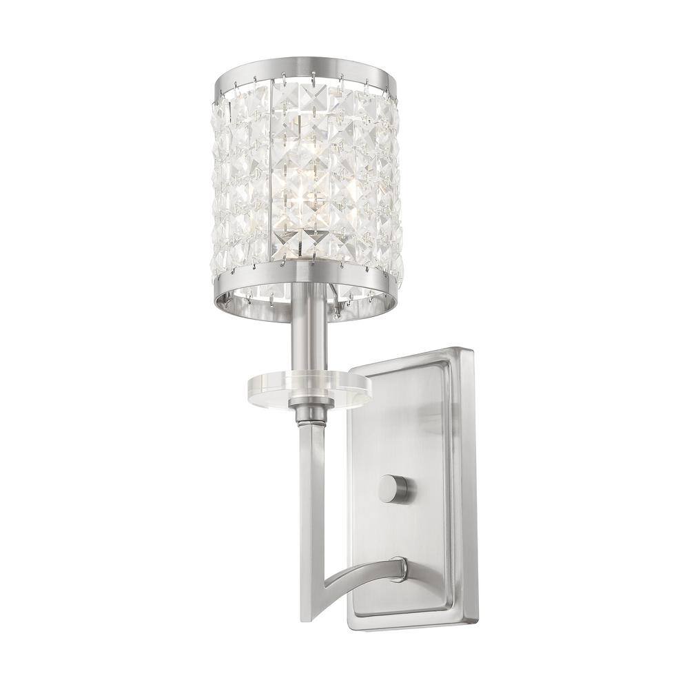 Brushed Nickel Wall Sconce with Clear Crystal Shade