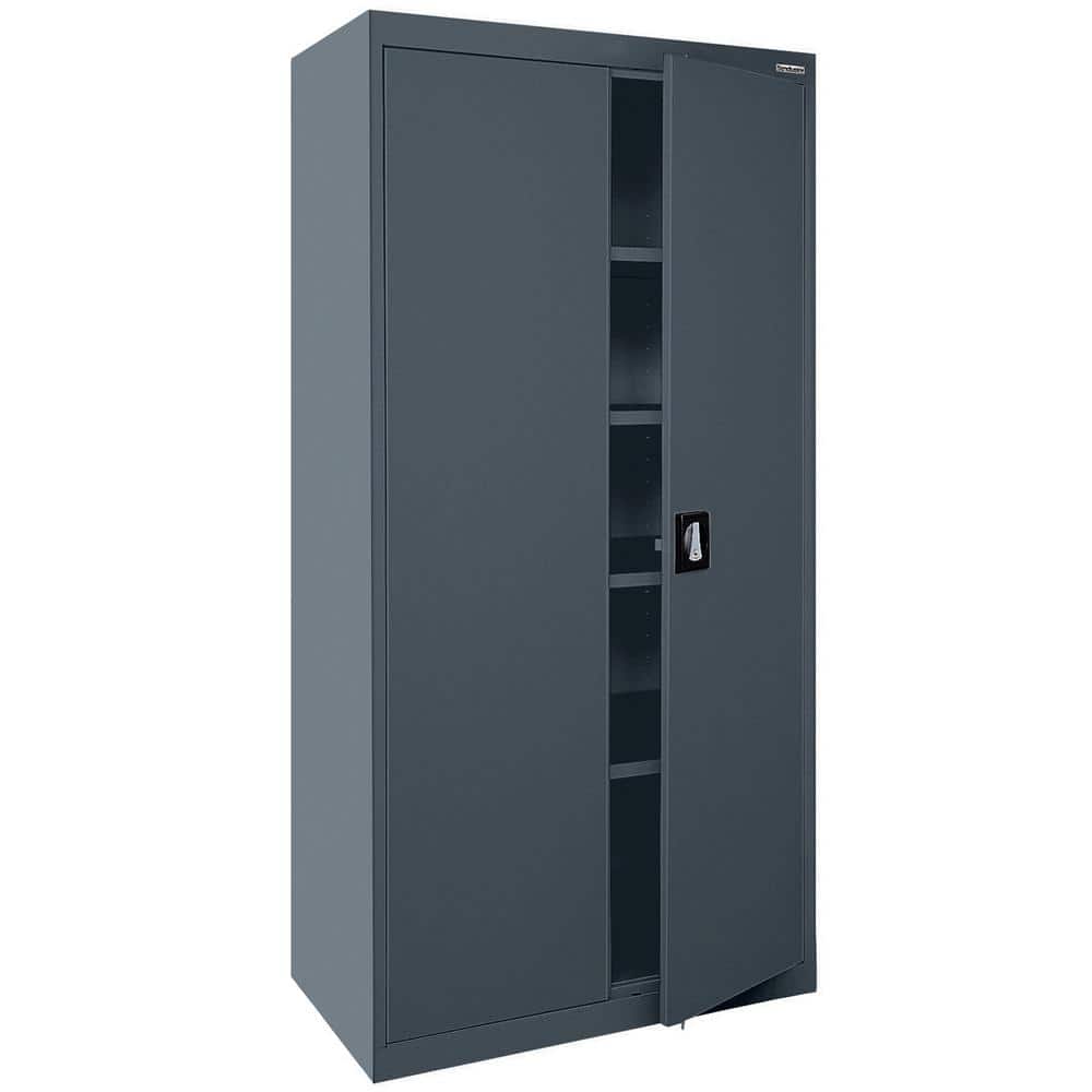 Charcoal Steel Freestanding Lockable Office Cabinet with Adjustable Shelving