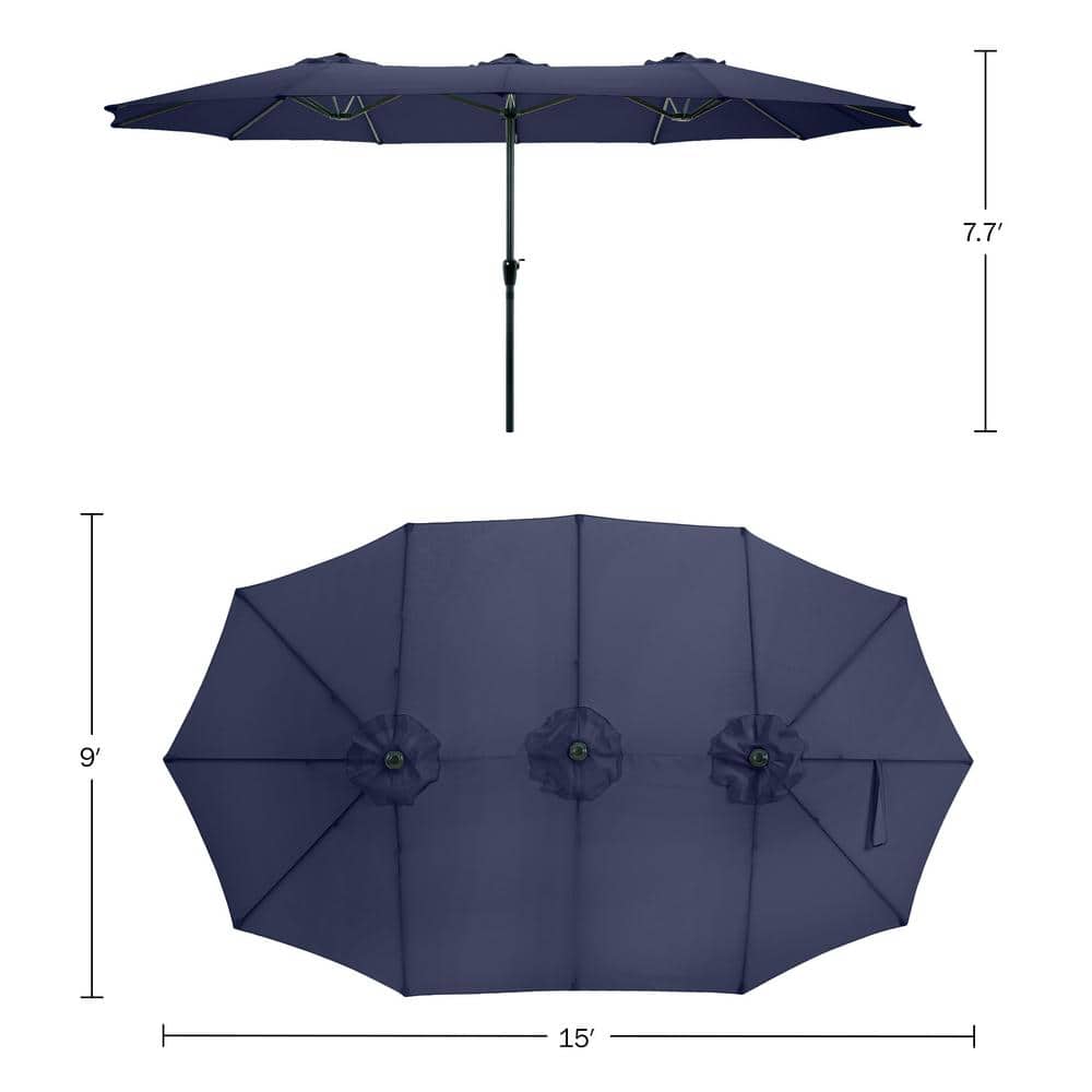 Extra Large Navy Blue Steel Outdoor Patio Umbrella