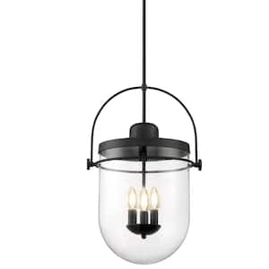 Lowell 3-Light Black Pendant with Clear Glass Shade