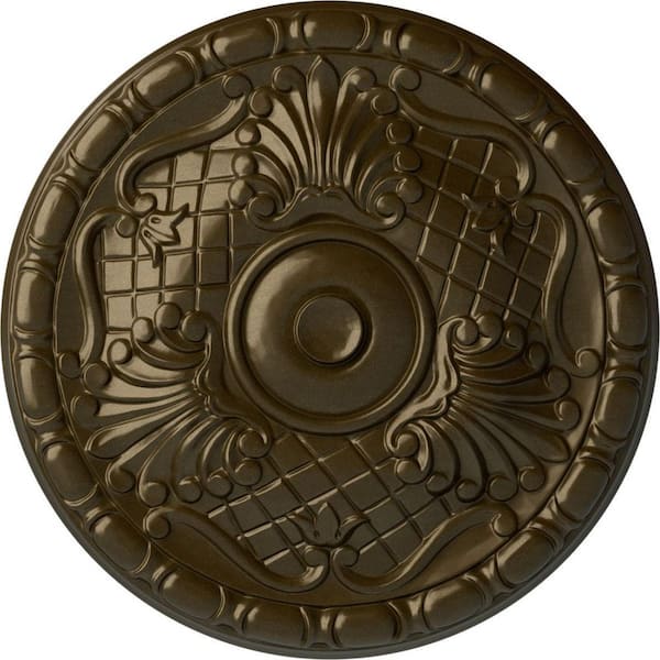 Ekena Millwork 15-3/4" x 5/8" Amelia Urethane Ceiling Medallion (Fits Canopies upto 4-1/8"), Brass