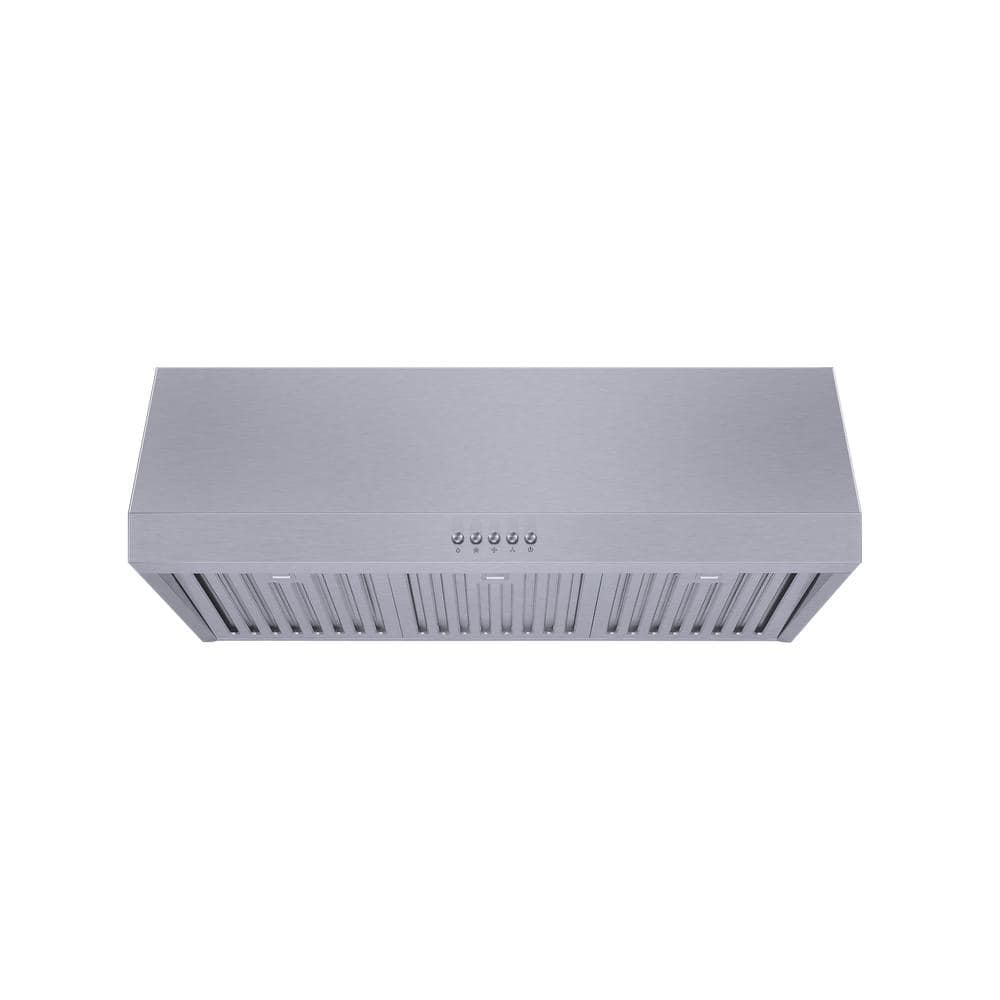 Vissani Sarela 30 in. W x 10 in. H 500CFM Convertible Under Cabinet Range Hood in Stainless Steel with LED Lights and Filter, Silver