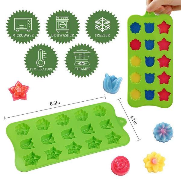 Esepony 15 Cavity Flower Shape Silicone Candy Baking Mold Ice Tray for Wedding, Festival, Parties and DIY Crafts, Multi-Color - image 3