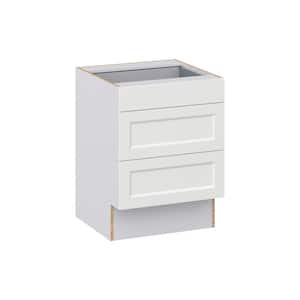 Alton Painted White Recessed Assembled 24 in.W x 32.5 in. H x 23.75 in. D ADA 3 Drawers Base Kitchen Cabinet