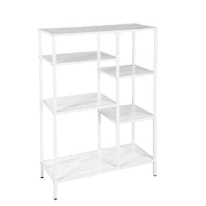 43.31 in. x 27.56 in. x 27.7 in. White MDF Board Metal Frame 4-Shelf Etagere Bookcase with Open Back