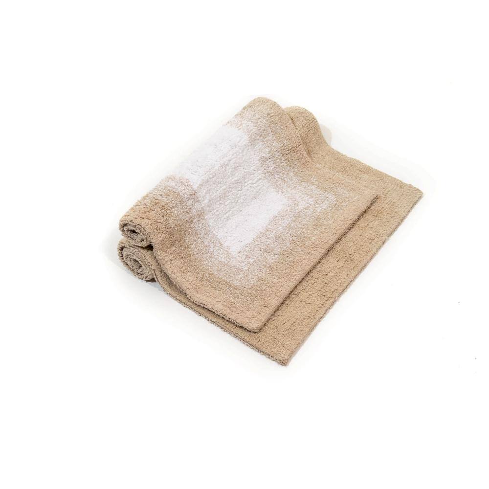 Whitney Ombre Beige Cotton Reversible Bath Rug Set