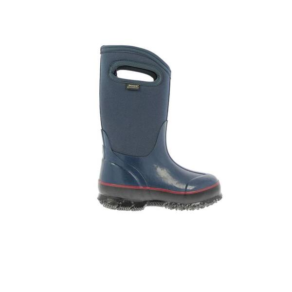 BOGS Classic High Handles Kids 10 in. Size 3 Navy Rubber with Neoprene Waterproof Boots