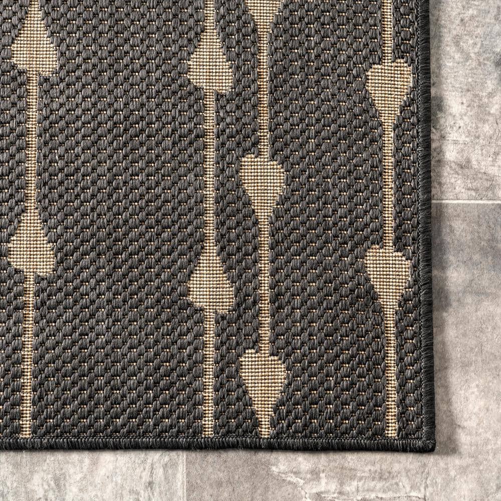 Charcoal Synthetic Reversible Rectangular Indoor/Outdoor Rug