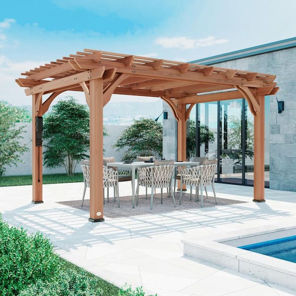 10 ft. x 14 ft. Traditional All Cedar Wood Outdoor Patio Pergola Shade Structure