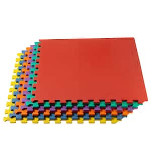 Multipurpose 24 in. x 24 in. 3/8 in. Thick EVA Foam Exercise\Gym Flooring Tiles 6 pack, 24 sq. ft. - Multicolor