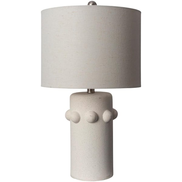 Livabliss Massimo Cream Linen Drum 24 in. Accent Table Lamp (1-Light)