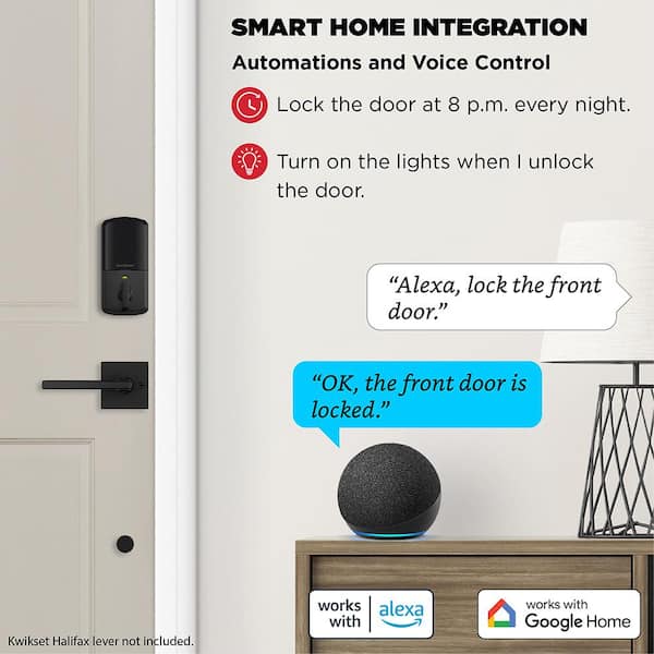 Kwikset HALO Matte Black Touchscreen WiFi Keypad Electronic Single-Cylinder Smart Lock Deadbolt featuring SmartKey Security