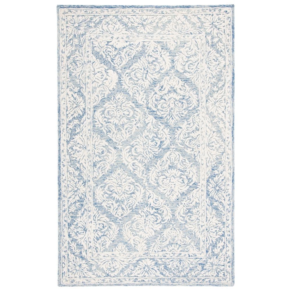Metro Blue/Ivory 5 ft. x 8 ft. Border Floral Area Rug price history on PriceWatchPro