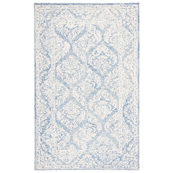SAFAVIEH Metro Blue/Ivory 5 ft. x 8 ft. Border Floral Area Rug