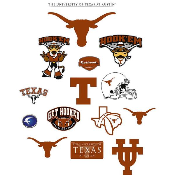 Fathead 40 in. x 27 in. Texas Longhorns Team Logo Assortment Wall Decal