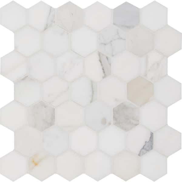 MSI Take Home Sample - Calacatta Gold Hexagon 6 in. x 6 in. Polished ...