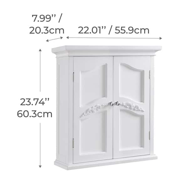 Teamson Home Versailles 22-in x 23.75-in x 8-in White Bathroom Wall Cabinet
