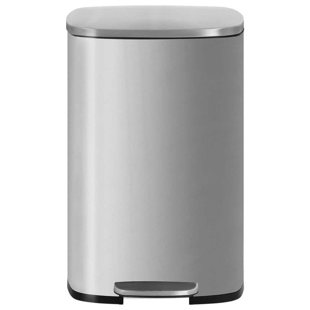 Silver Stainless Steel 13 Gallon Pedal Trash Can