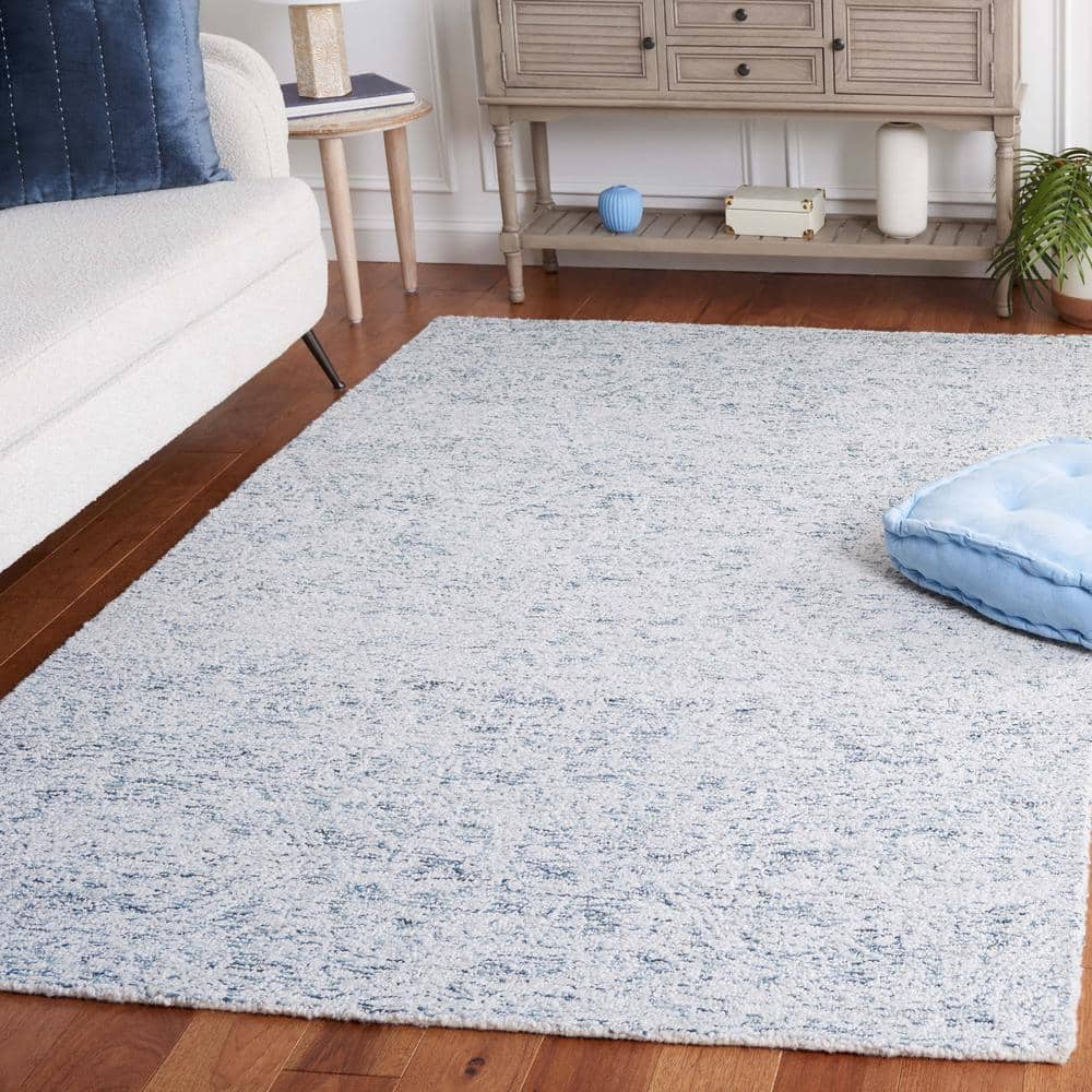 Ebony Light Blue Wool and Synthetic Hand Tufted Area Rug