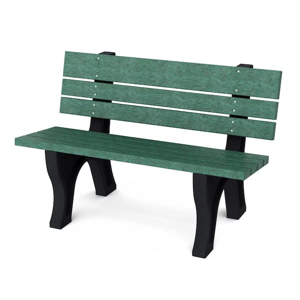 Wildridge Heritage 4 ft. Turf Green and Black HDPE Plastic Outdoor Park Bench