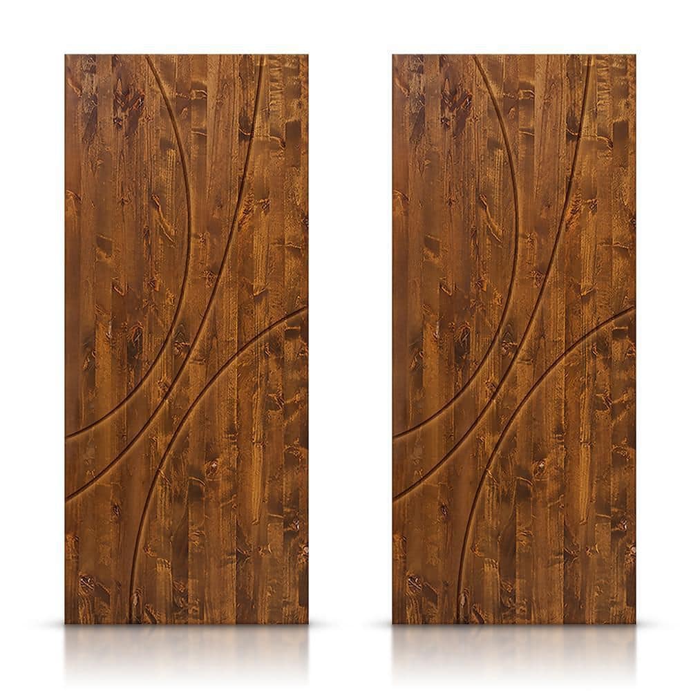 60 in. x 84 in. Hollow Core Walnut Stained Pine Wood Interior Double Sliding Closet Doors price history on PriceWatchPro
