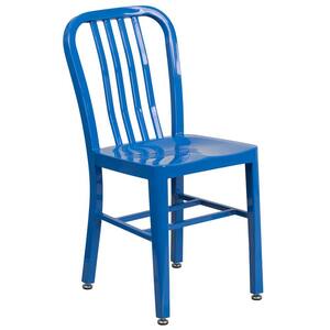 Metal Outdoor Dining Chair in Blue