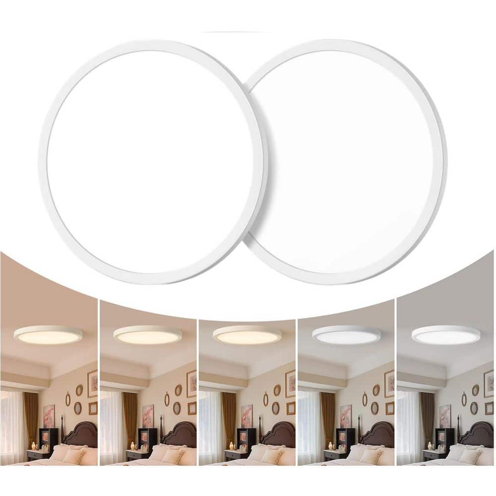 12 in. White Integrated LED Flush Mount Ceiling Light Thin Profile 3600 Lumens 3000K-6500K 5CCT Adjustable (2-Pack) price history on PriceWatchPro