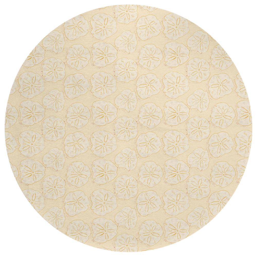 Surfside Ivory 8 ft. x 8 ft. Geometric Indoor/Outdoor Area Rug