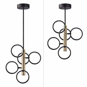 Carson 5-Light Integrated LED Black/Gold Island Chandeliers