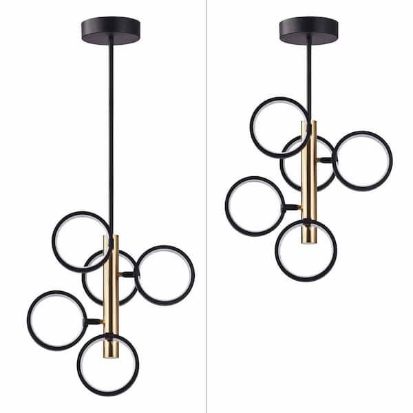 Carson 5-Light Integrated LED Black/Gold Island Chandeliers
