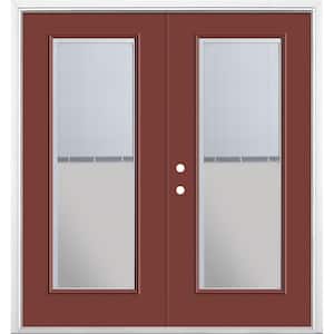 72 in. x 80 in. Red Bluff Steel Prehung Right-Hand Inswing Mini Blind Patio Door with Brickmold