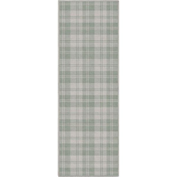 Green 2 ft. x 5 ft. Runner Apollo Plaid Farmhouse Geometric Area Rug