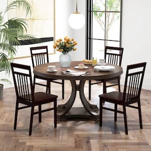 Farmhouse Dining Chair Armless Wooden Chair with Slanted High Backrest Set of 2