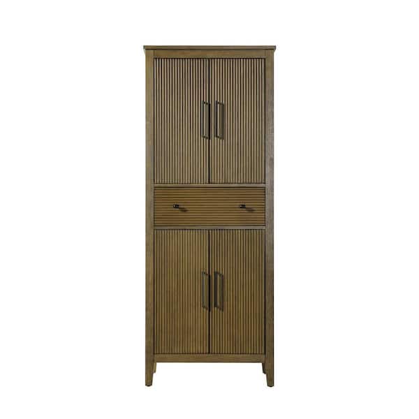 28 in. W x 18 in. D x 72 in. H Brown Freestanding Linen Cabinet