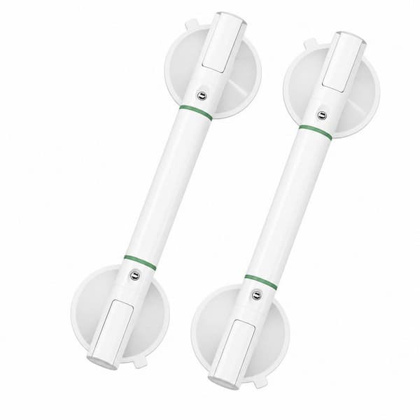 2-Pack 17.7 in. Grab Bars in White, No-Drill Bathroom Safety Bar, 253 lb. Load Capacity, Effortless Suction Installation