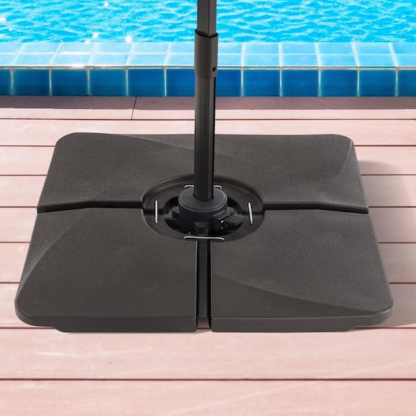 JOYESERY Patio Umbrella Base Weight Base HDPE Plastic Material Waterproof, for Cantilever Umbrella With Cross Base in Dark Brown