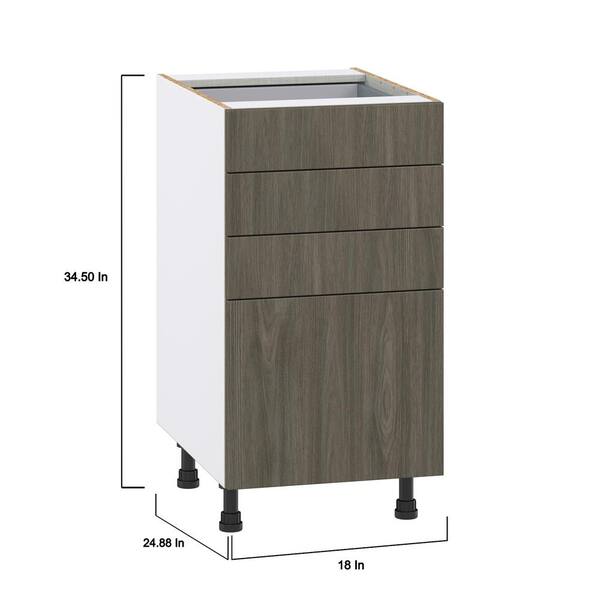 J COLLECTION 18 in. W x 34.5 in. H x 24 in. D Medora Textured Slab Walnut Assembled 2 Waste Bins Pullout and 1-Drawer Kitchen Cabinet