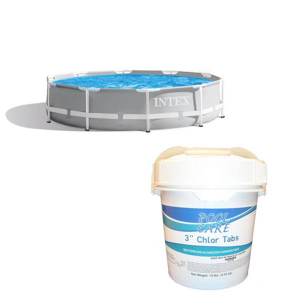 Intex 12 ft. x 30 in. Prism Above Ground Pool and Pool Care Chlorine Tablets, 5 lbs.