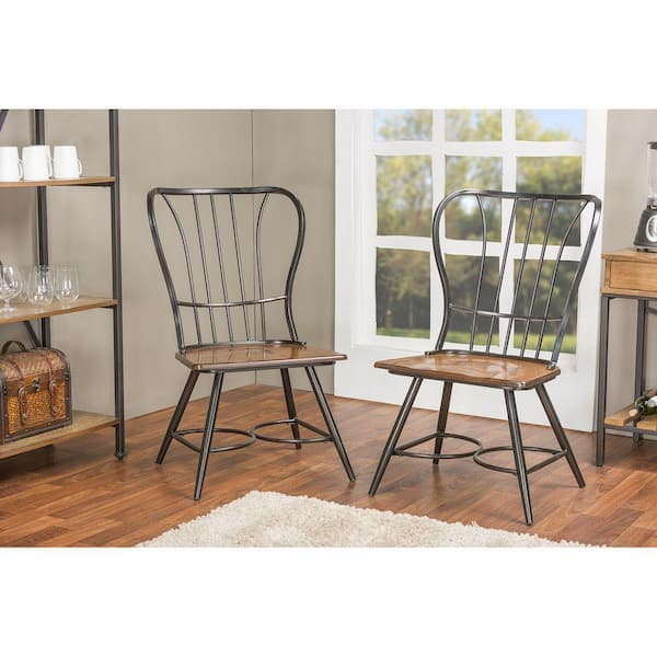 Baxton Studio Elfrida Black Metal Dining Chairs (Set of 2)