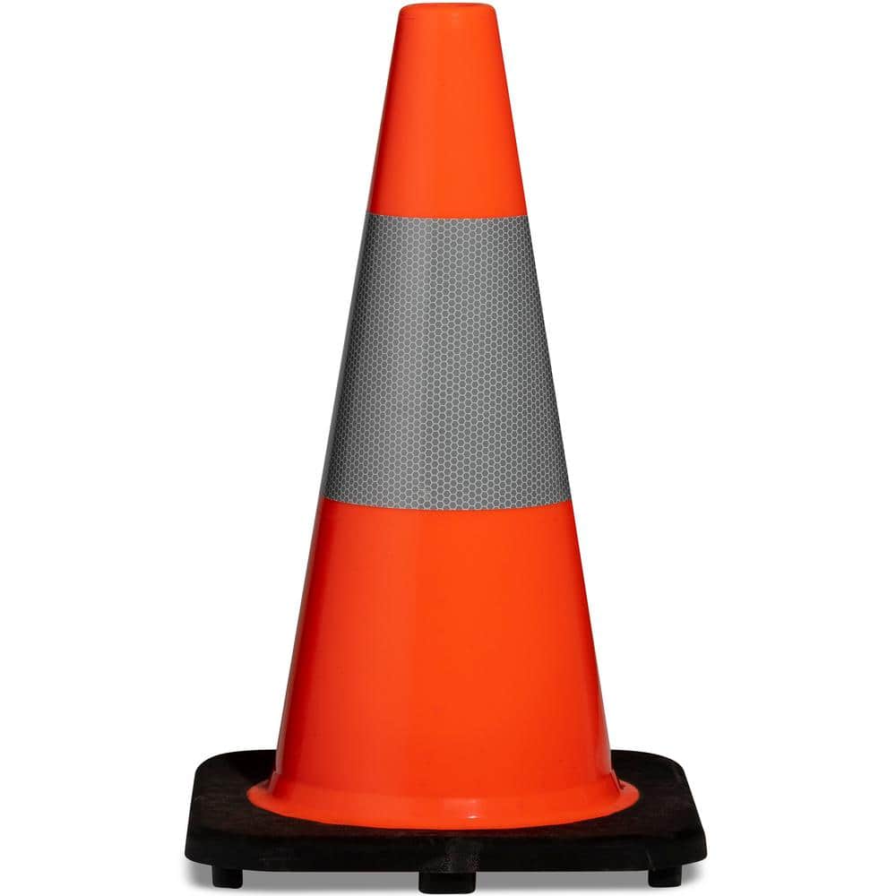 18 All Orange Traffic Cones (6 Reflective Collar) - 3 lbs (Case of 20)