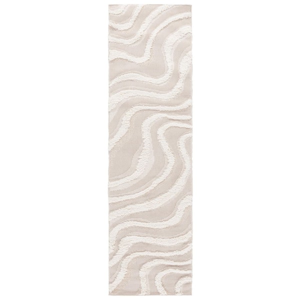 Wavy Long Rug SAFAVIEH Trends 2 ft. x 8 ft. Beige/Ivory High-Low Wavy Runner Rug ...