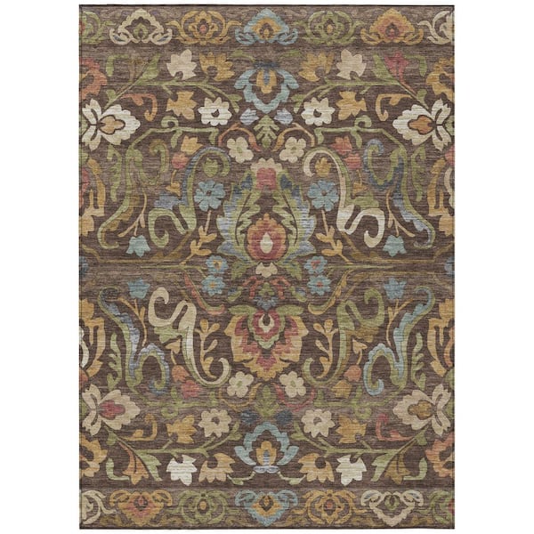 Chantille Machine Washable Indoor/Outdoor Abstract ACN2193 Chocolate 10 ft. x 14 ft. Area Rug
