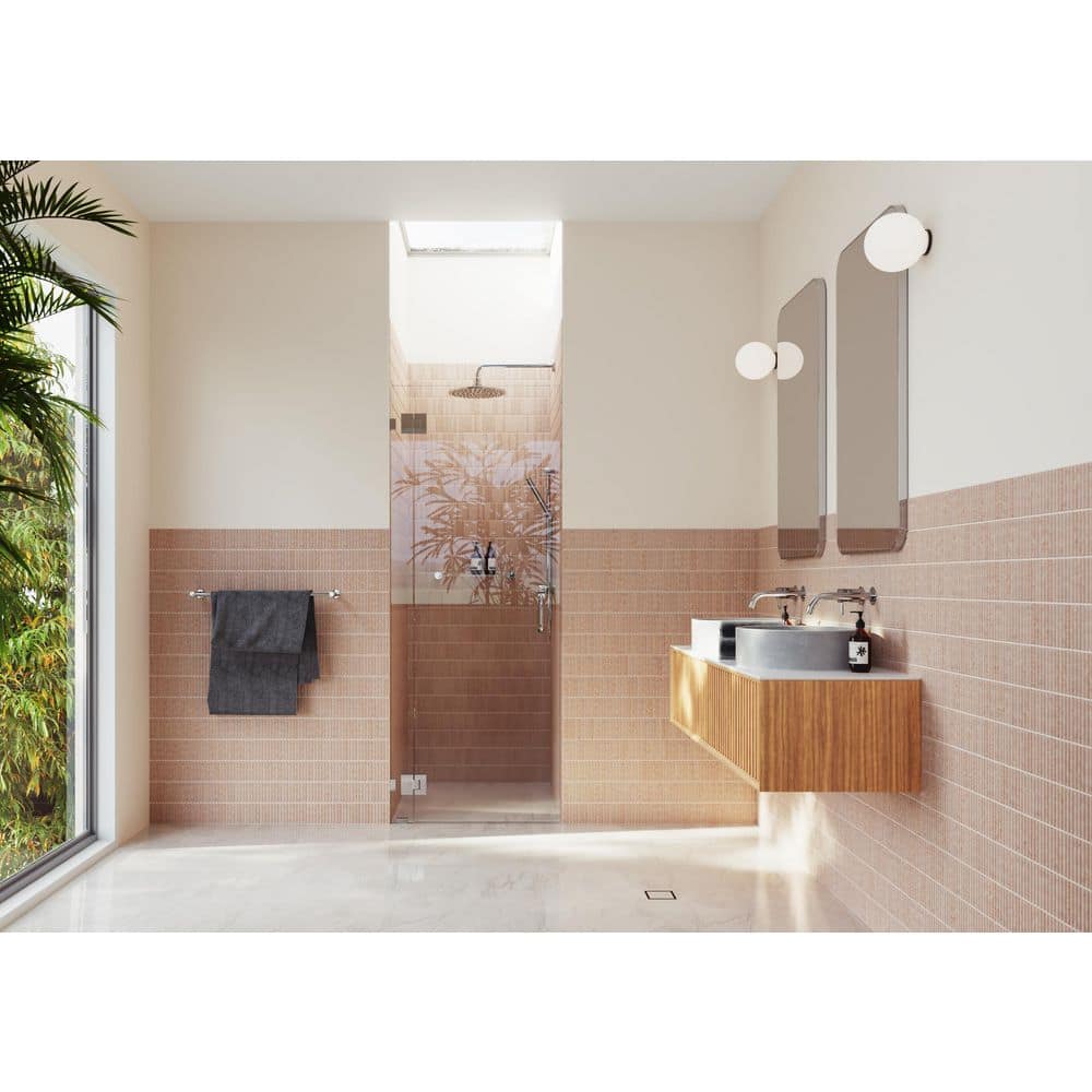 78" Frameless Clear Glass Shower Door with Polished Chrome Hinges