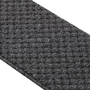Waffle Dark Gray 26 in. x 8.5 in. Non-Slip Rubber Back Stair Tread Cover (Set of 15)
