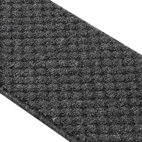 Waffle Dark Gray 26 in. x 8.5 in. Non-Slip Rubber Back Stair Tread Cover (Set of 15)