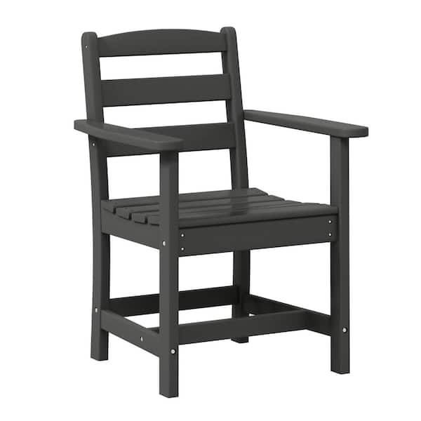 WESTIN OUTDOOR Shoreside All-Weather Plastic Outdoor Patio Dining Arm Chair, Gray