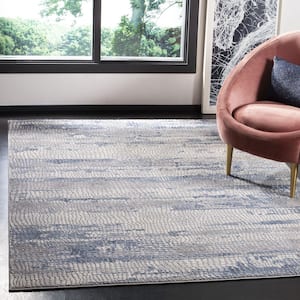 Meadow Gray/Navy 4 ft. x 6 ft. Geometric Abstract Area Rug